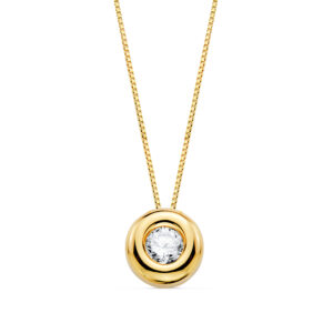 18K GARGANTILLA ORO AMARILLO CHATON 4MM DIAMANTE 0,150 QTS. G-VS2. CADENA 42CM