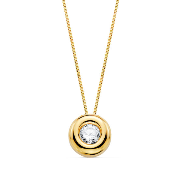 18K GARGANTILLA ORO AMARILLO CHATON 4MM DIAMANTE 0,150 QTS. G-VS2. CADENA 42CM