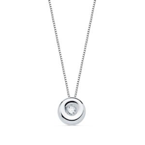18K GARGANTILLA ORO BLANCO CHATON 4,85 MM DIAMANTE 0,015 QTS. G-VS2 CADENA 42CM