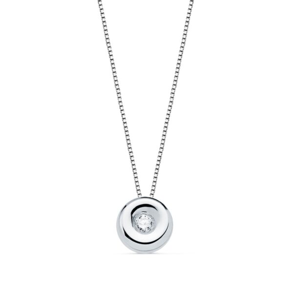 18K GARGANTILLA ORO BLANCO CHATON 4,85 MM DIAMANTE 0,015 QTS. G-VS2 CADENA 42CM