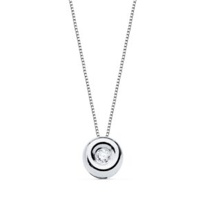 18K GARGANTILLA ORO BLANCO CHATON 5,5 MM DIAMANTE 0,020 QTS. G-VS2. CADENA 42CM