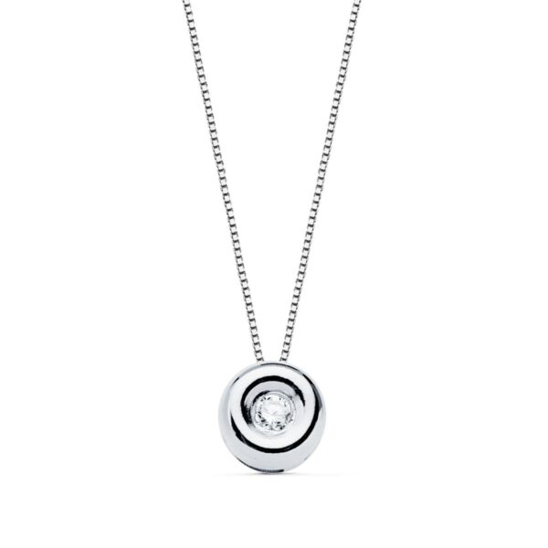 18K GARGANTILLA ORO BLANCO CHATON 5,5 MM DIAMANTE 0,020 QTS. G-VS2. CADENA 42CM
