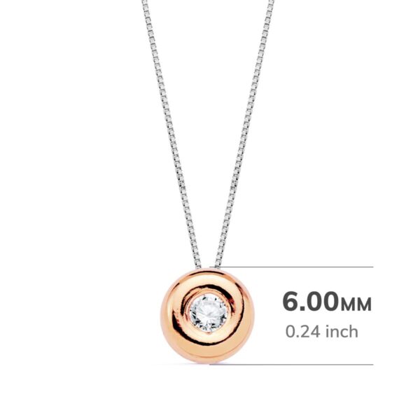 18K GARGANTILLA ORO ROSA CHATON 6MM DIAMANTE 0,050 QTS. G-VS2 CADENA 42CM - Imagen 2
