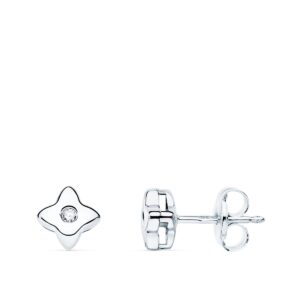 18K PENDIENTES ORO BLANCO ESTRELLA 5X5 MM DIAMANTE 0.030 QT. G-VS2.CIERRE PRESION