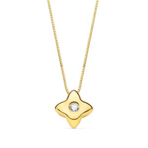 18K GARGANTILLA ORO AMARILLO ESTRELLA 5X5MM DIAMANTE 0,015 QT. G-VS2. CADENA 42CM