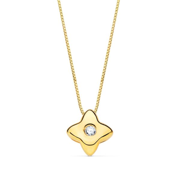 18K GARGANTILLA ORO AMARILLO ESTRELLA 5X5MM DIAMANTE 0,015 QT. G-VS2. CADENA 42CM