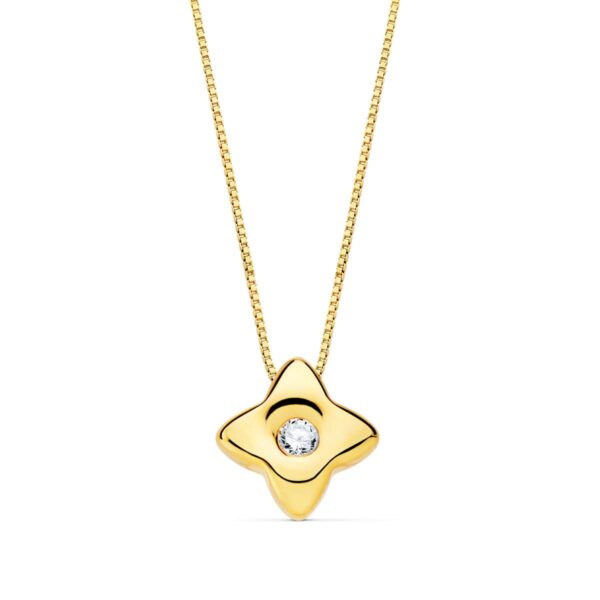 18K GARGANTILLA ORO AMARILLO ESTRELLA 5.5MM DIAMANTE 0,020 QT. G-VS2. CADENA 42CM
