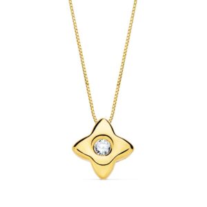 18K GARGANTILLA ORO AMARILLO ESTRELLA 6X6MM DIAMANTE 0,050 QT. G-VS2. CADENA 42CM