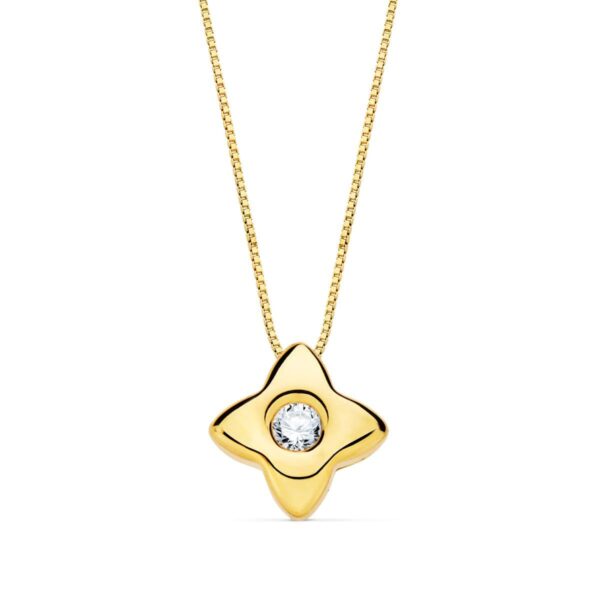 18K GARGANTILLA ORO AMARILLO ESTRELLA 6X6MM DIAMANTE 0,050 QT. G-VS2. CADENA 42CM