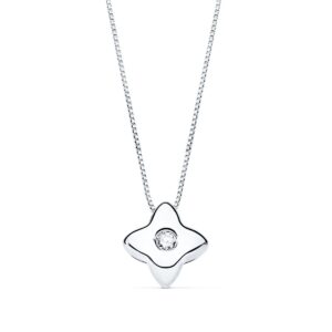 18K GARGANTILLA ORO BLANCO ESTRELLA 5X5MM DIAMANTE 0,015 QT. G-VS2. CADENA 42CM
