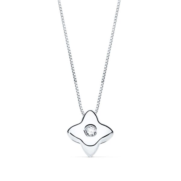 18K GARGANTILLA ORO BLANCO ESTRELLA 5X5MM DIAMANTE 0,015 QT. G-VS2. CADENA 42CM