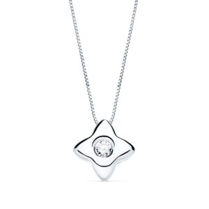 18K GARGANTILLA ORO BLANCO ESTRELLA 6MM CON DIAMANTE 0,050 QTS. G-VS2. CADENA 42CM