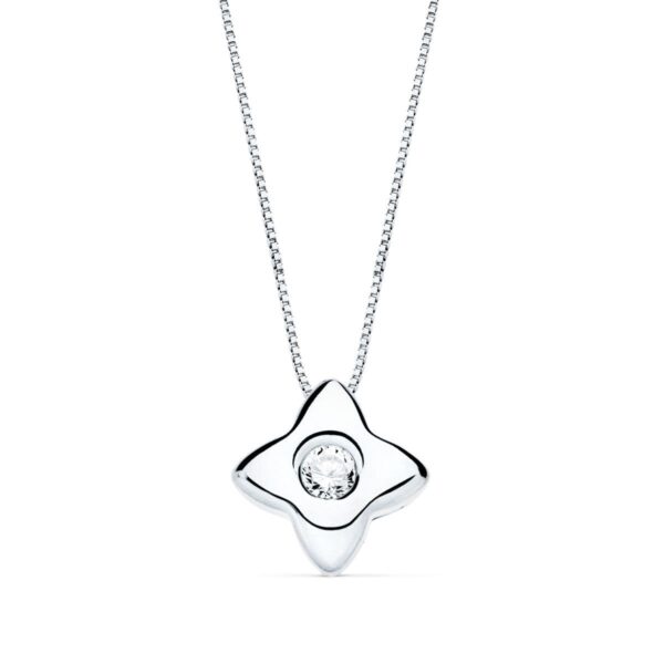 18K GARGANTILLA ORO BLANCO ESTRELLA 6MM CON DIAMANTE 0,050 QTS. G-VS2. CADENA 42CM