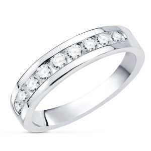 18K ALIANZA 9 DIAMANTES ORO BLANCO 0,50 QTS. PUREZA VS2 COLOR G TALLA BRILLANTE