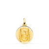18K MEDALLA ORO AMARILLO VIRGEN DEL PINO TRONO BISEL 14 MM