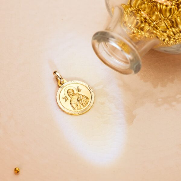 9K MEDALLA ORO AMARILLO VIRGEN PERPETUO SOCORRO BORDE HELICE 16 MM - Imagen 2
