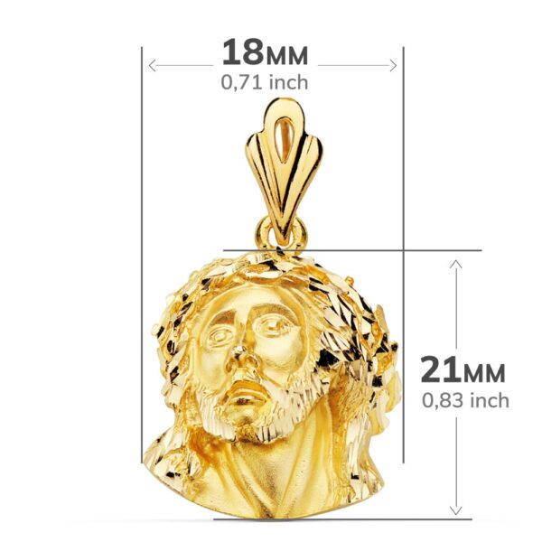 18K COLGANTE ORO AMARILLO CABEZA DE CRISTO DE MURILLO 21X18 MM - Imagen 3