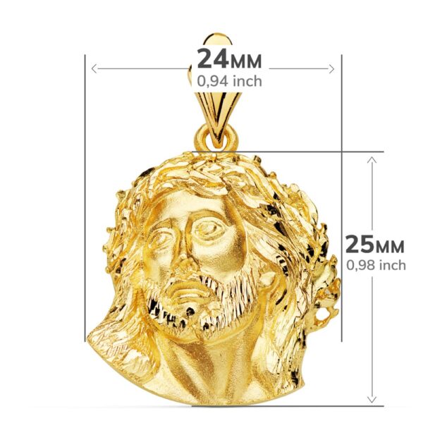 18K COLGANTE ORO AMARILLO CABEZA DE CRISTO DE MURILLO 25X24 MM - Imagen 3