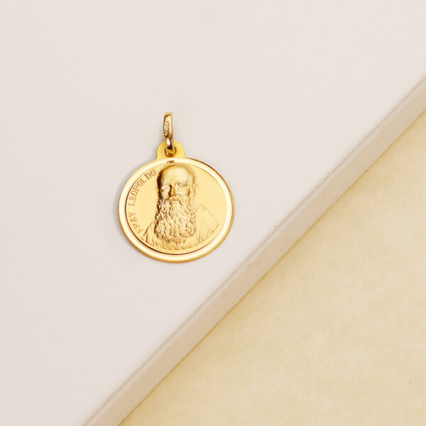 18K MEDALLA ORO AMARILLO FRAY LEOPOLDO BISEL 18 MM - Imagen 2