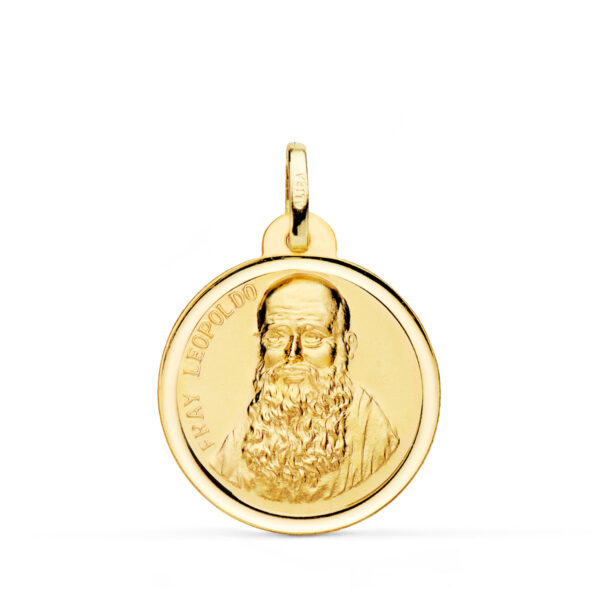 18K MEDALLA ORO AMARILLO FRAY LEOPOLDO BISEL 22 MM