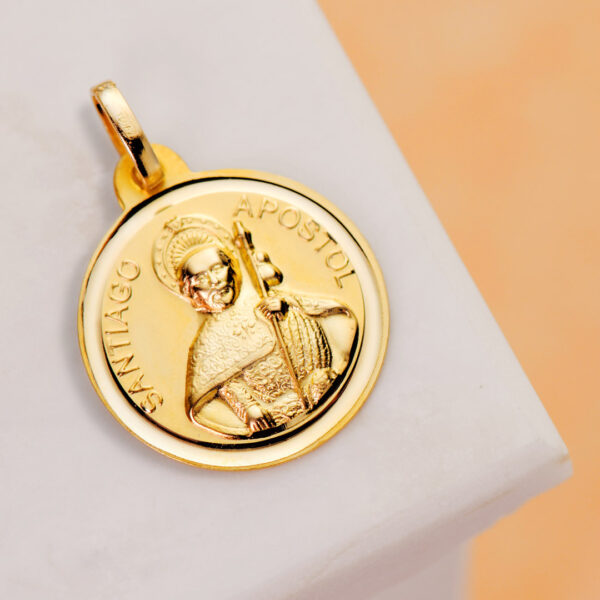 18K MEDALLA ORO AMARILLO SANTIAGO APOSTOL BISEL 18 MM - Imagen 2