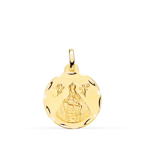 18K MEDALLA ORO AMARILLO VIRGEN DE AFRICA TALLADA 18 MM