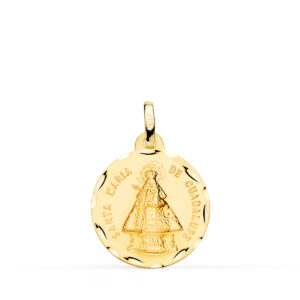 18K MEDALLA ORO AMARILLO VIRGEN SANTA MARIA DE GUADALUPE TALLADA 18 MM