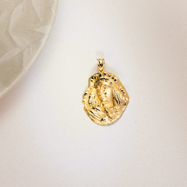 18K MEDALLA ORO AMARILLO ESPERANZA DE TRIANA SILUETA TALLADA 35X28 MM - Imagen 3