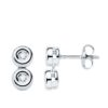 18K PENDIENTES ORO BLANCO CHATON 4 DIAMANTES 0.08 QTS. 1.7 MM VS2-G. 11X5.5 MM CIERRE PRESION