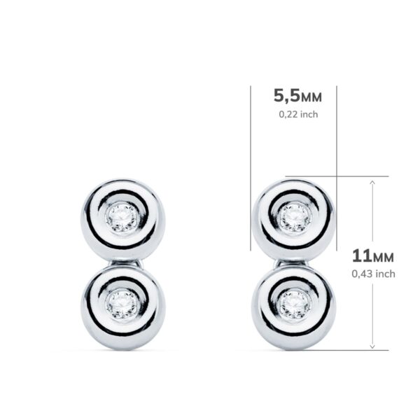 18K PENDIENTES ORO BLANCO CHATON 4 DIAMANTES 0.08 QTS. 1.7 MM VS2-G. 11X5.5 MM CIERRE PRESION - Imagen 2