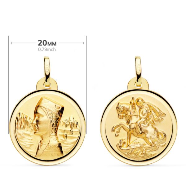 18K ESCAPULARIO ORO AMARILLO VIRGEN MONTSERRAT Y SAN JORGE 20 MM - Imagen 2
