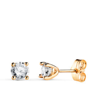 18K PENDIENTES ORO AMARILLO DIAMANTES TALLA BRILLANTE 4,5MM 0,030 QTS. VS2-G. CIERRE PRESION 4,5X4,5 MM