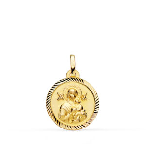 9K MEDALLA ORO AMARILLO VIRGEN PERPETUO SOCORRO BORDE HELICE 16 MM