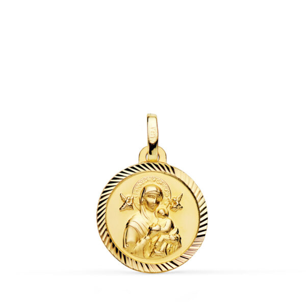 9K MEDALLA ORO AMARILLO VIRGEN PERPETUO SOCORRO BORDE HELICE 16 MM