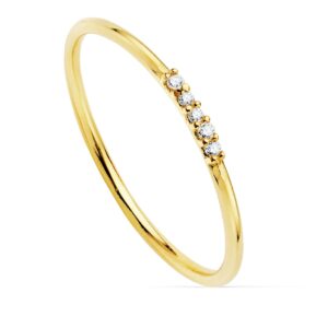 18K SORTIJA ORO AMARILLO 5 DIAMANTES 0.025 QTS. CUERPO REDONDO 1 MM