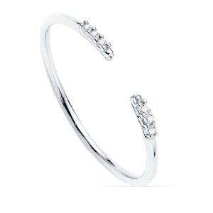 18K SORTIJA ABIERTA ORO BLANCO DIAMANTES 0.030 QTS. G-VS2. CUERPO REDONDO 1 MM
