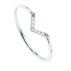 18K SORTIJA ORO BLANCO 7 DIAMANTES 0.035 QTS. G-VS2. CUERPO REDONDO 1 MM
