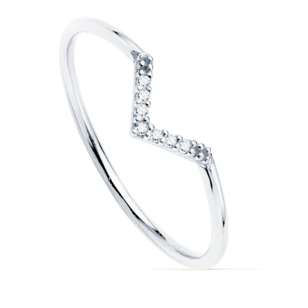 18K SORTIJA ORO BLANCO 7 DIAMANTES 0.035 QTS. G-VS2. CUERPO REDONDO 1 MM