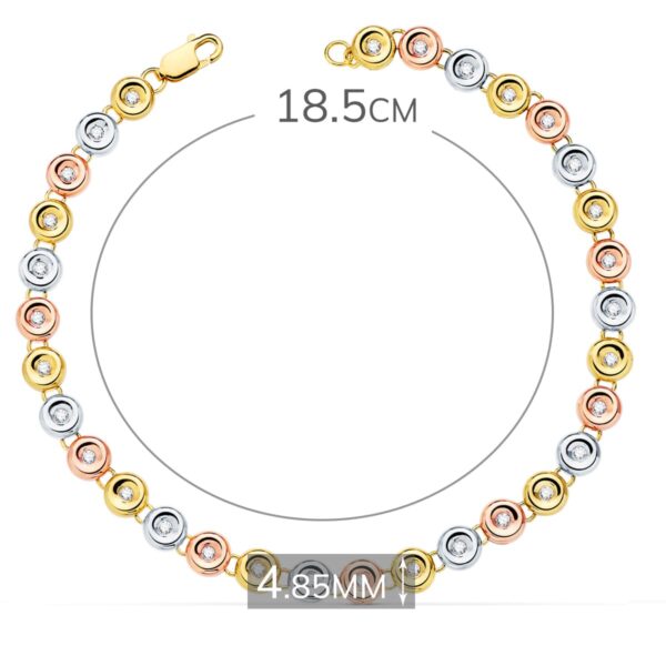 18K PULSERA RIVIERE ORO TRICOLOR 31 DIAMANTES. 0.434 QTS. 4.85 MM 18.5 CM G-VS2 - Imagen 2