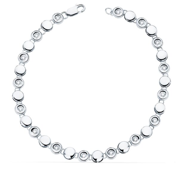 18K PULSERA RIVIERE ORO BLANCO 16 DIAMANTES 0,240 QTS. 4,85 MM G-VS2. LARGO: 18,5 CM