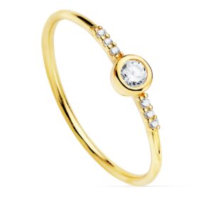 18K SORTIJA ORO AMARILLO DIAMANTES 0,140 QTS. G-VS2. DIAMANTE 3 MM Y 6 DE 1 MM