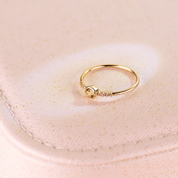 18K SORTIJA ORO AMARILLO 6 DIAMANTES 0,030 QTS. G-VS2. CITRINO 3 MM - Imagen 2