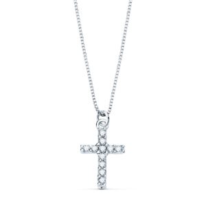 18K COLLAR ORO BLANCO CRUZ 8.5X6.5MM11 DIAMANTES 0,050 QT.CADENA VENECIANA 45CM G-VS2