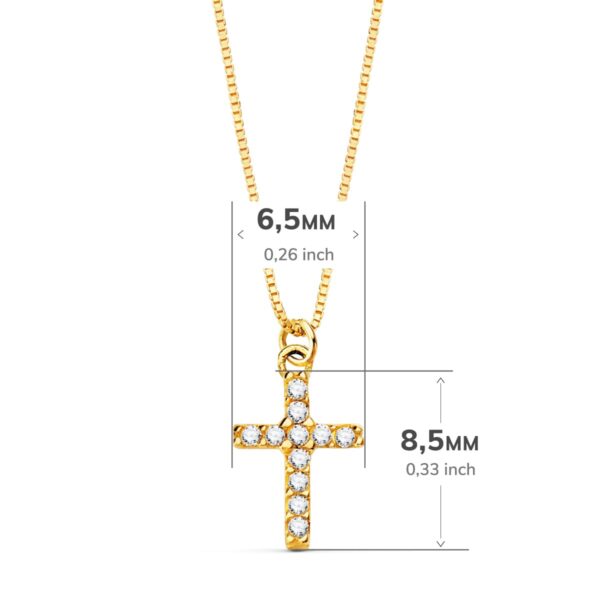 18K COLLAR ORO AMARILLO CRUZ 8.5X 6.5MM11 DIAMANTES 0,050 QT.CADENA VENECIANA 45CM G-VS2 - Imagen 2