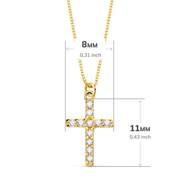 18K COLLAR ORO AMARILLO CRUZ 11X8 MM 11 DIAMANTES 0,090 QT. CADENA VENECIANA 45CM G-VS2 - Imagen 2