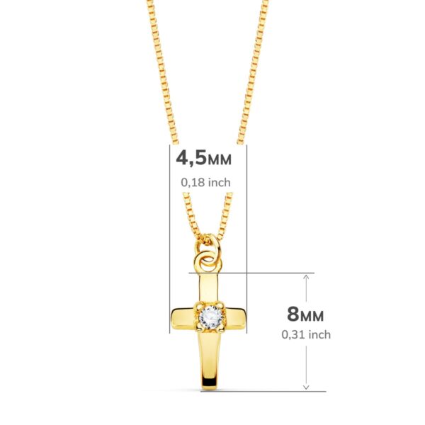 18K COLLAR ORO AMARILLO CRUZ 8X4.5MM1 DIAMANTE 0,015QT. CADENA VENECIANA 45CM G-VS2 - Imagen 2