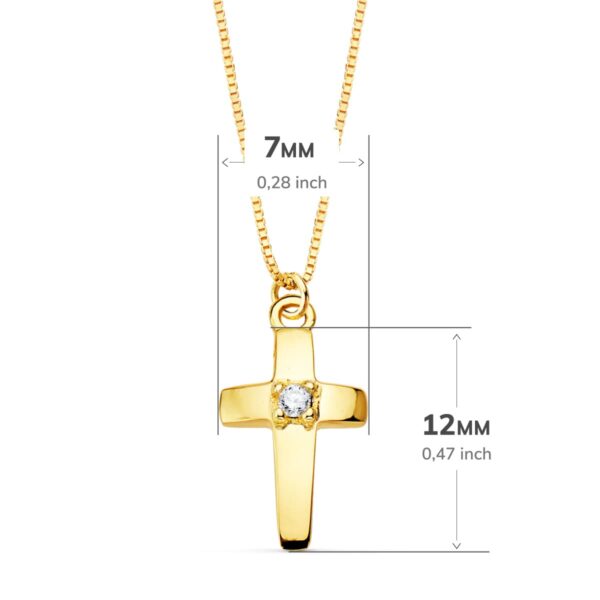 18K COLLAR ORO AMARILLO CRUZ 12X7 MM 1 DIAMANTE 0,015 QT. CADENA VENECIANA 45CM G-VS2 - Imagen 2
