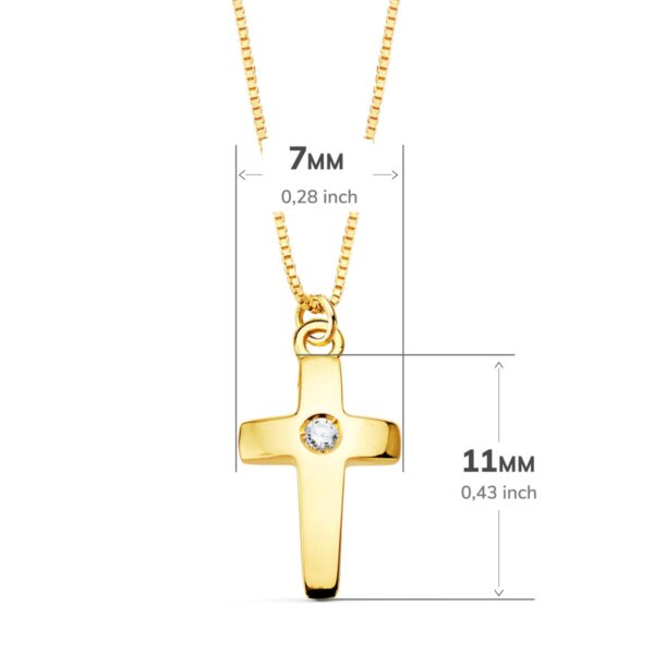 18K COLLAR ORO AMARILLO CRUZ 11X7 MM 1 DIAMANTE 0,015QT. CADENA VENECIANA 45CM G-VS2 - Imagen 2