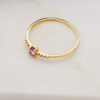 18K SORTIJA ORO AMARILLO DIAMANTES 0.030 QT OVAL AMATISTA NATURAL 4X3 MM CUERPO 1.30 MM - Imagen 2