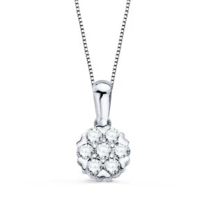 18K GARGANTILLA ORO BLANCO COLGANTE 7 MM DIAMANTES 0,300 QTS G-VS2 CADENA 42 3CM